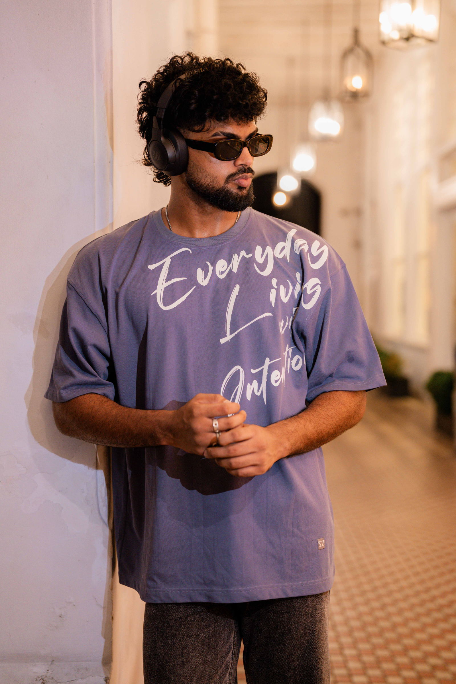 EVERYDAY LIVING PRINT BLUE OVERSIZE UNISEX T-SHIRT EVERYDAY LIVING PRINT BLUE OVERSIZE UNISEX T-SHIRT